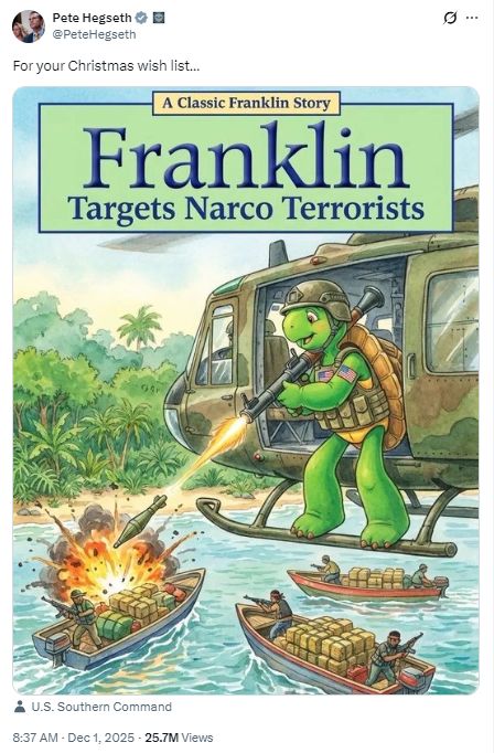 又惹争议！美防长发布“小乌龟炮轰毒贩”卡通图，加拿大出版商强烈不满